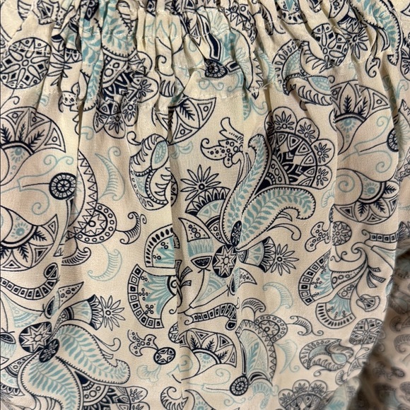 Amour Vert Blue Tan Paisley Sheath Dress Puff Sleeve Sz S - Picture 10 of 10